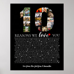 10e huwelijksverjaardag redenen waarom we van je h poster