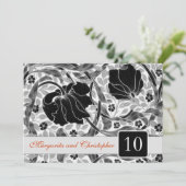 10e huwelijksverjaardag uitnodigingen Damask (Staand voorkant)