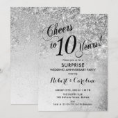 10e huwelijksverjaardag verrassen - Zilver Kaart (Voorkant / Achterkant)