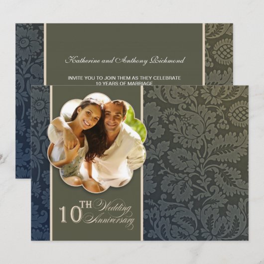 10e jaar foto-uitnodigingen kaart (Voorkant / Achterkant)