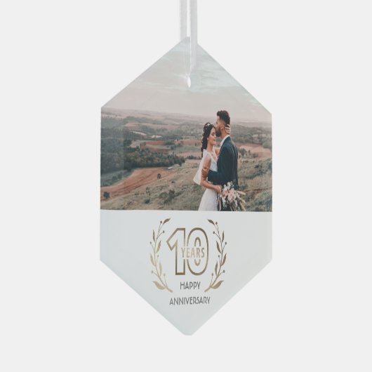 10e jaar Jubileum Fotocadeau voor paar Glas Ornament (Voorkant Rechts)