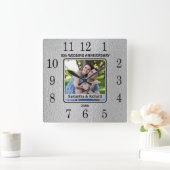 10e Jaar Paar Trouwen Tin Jubileum Foto Vierkante Klok (Huis)