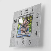 10e Jaar Paar Trouwen Tin Jubileum Foto Vierkante Klok (Hoek)