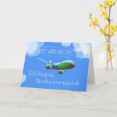 10e jaar Vliegtuig Adoption Day Groen Vliegtuig Kaart (Gele Bloem)