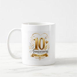 10e jubileum 10 jaar liefde goud ontwerp koffiemok