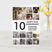 10e Jubileum 13 Foto Collage Black and White Kaart (Gele Bloem)