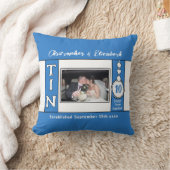 10e jubileum 1 foto blauw kussen (Deken)