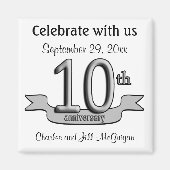 10e Jubileum Bewaar de datum Feestgunsten Magneet (Voorkant)