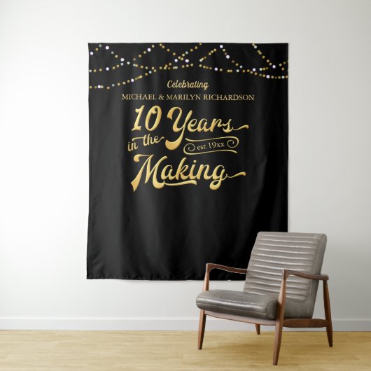 10e jubileum Black Gold Lights Foto-achtergrond Wandkleed (In situ)