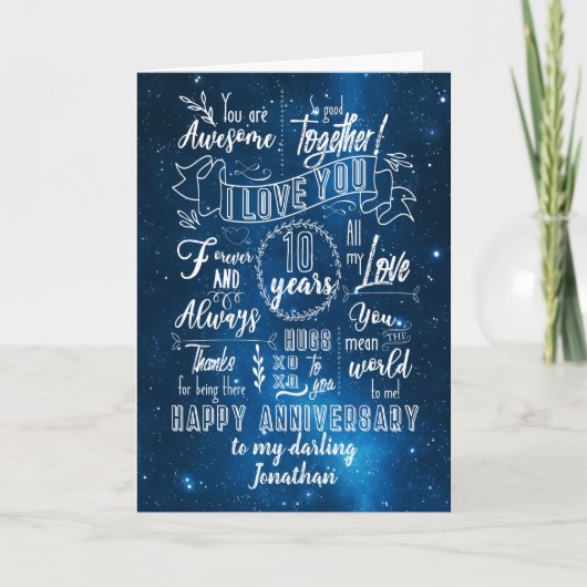10e Jubileum Blue Chalkboard Kaart (Voorkant)