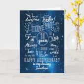 10e Jubileum Blue Chalkboard Kaart (Gele Bloem)