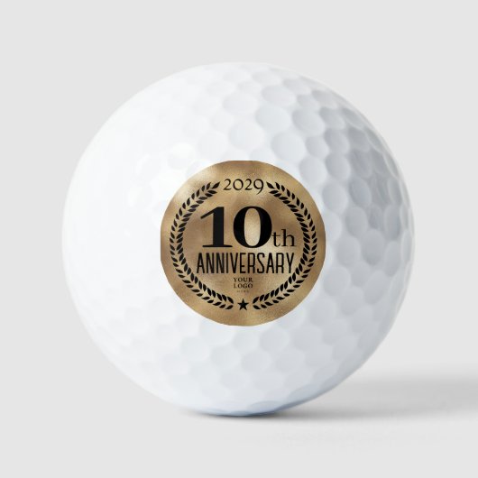 10e Jubileum Business Logo Gold Golfballen (Voorkant)