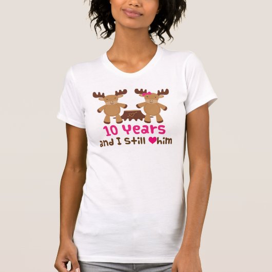 10e Jubileum cadeau voor haar T-shirt (Voorkant)