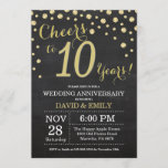 10e Jubileum Chalkboard Black en Gold Kaart<br><div class="desc">10de Jubileum van het huwelijk Chalkboard Black en Gold Invitation. Tiende Jubileum van het huwelijk. Chalkboard Black en Gold Glitter Diamond Background Gold Confetti. Volwassen verjaardag. Vrouw of Man Man Birthday Party. Voor verdere aanpassing, te klikken gelieve de knoop "van de Aanpassing het"en ons ontwerphulpmiddel te gebruiken om deze sjabloon...</div>