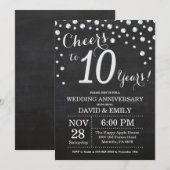10e Jubileum Chalkboard Black Silver Kaart (Voorkant / Achterkant)