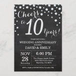 10e Jubileum Chalkboard Black Silver Kaart<br><div class="desc">10e Jubileum Chalkboard Black en Silver Invitation. Tiende Jubileum van het huwelijk. Chalkboard Black en Silver Glitter Diamond Background Zilveren Confetti. Volwassen verjaardag. Vrouw of Man Man Birthday Party. Voor verdere aanpassing,  te klikken gelieve de knoop "van de Aanpassing het"en ons ontwerphulpmiddel te gebruiken om deze sjabloon te wijzigen.</div>