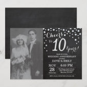 10e Jubileum Chalkboard Black Silver Kaart (Voorkant / Achterkant)