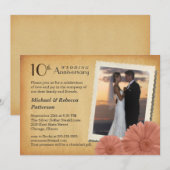 10e Jubileum  Daisy Foto-uitnodigingen Kaart (Voorkant / Achterkant)