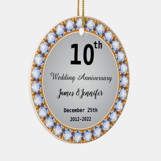 10e Jubileum diamant Keramisch Ornament (Rechts)