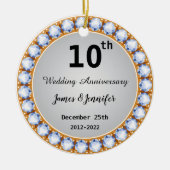 10e Jubileum diamant Keramisch Ornament (Voorkant)