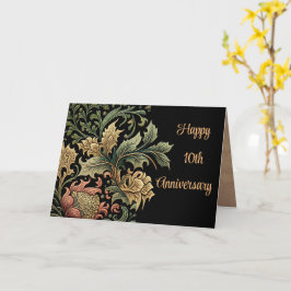 10e Jubileum  Elegant Bloemen Zwart Kaart