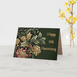 10e Jubileum  Elegant Bloemgroen Kaart
