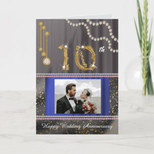 10e jubileum foto wenskaart   Moderne Diamant Kaart