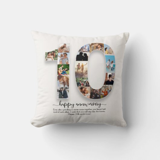 10e Jubileum Fotocollage Kussen (Voorkant)