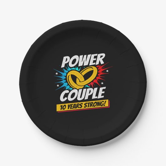 10e Jubileum gehuwde paren 10 jaar sterk Papieren Bordje (Voorkant)