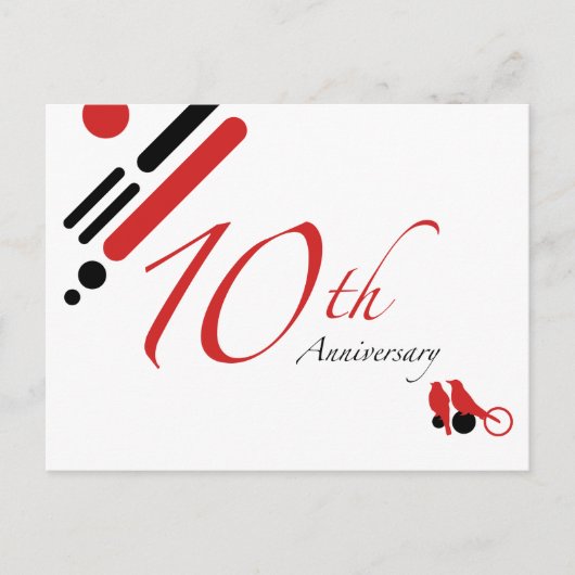 10e Jubileum (gematigde vogels) Briefkaart (Voorkant)