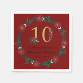 10e Jubileum gepersonaliseerde kerstservetten Servet (Voorkant)