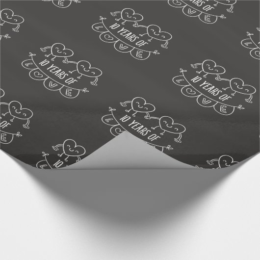 10e Jubileum Gift Chalk Hearts Cadeaupapier (Hoek)