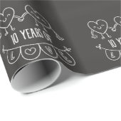 10e Jubileum Gift Chalk Hearts Cadeaupapier (Rol Hoek)