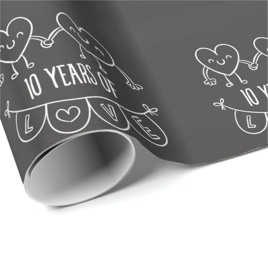 10e Jubileum Gift Chalk Hearts Cadeaupapier (Rol Hoek)