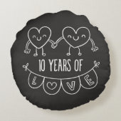 10e Jubileum Gift Chalk Hearts Rond Kussen (Achterkant)