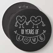 10e Jubileum Gift Chalk Hearts Ronde Button 6,0 Cm (Voorkant /achterkant)