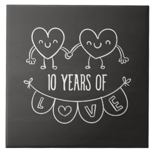 10e Jubileum Gift Chalk Hearts Tegeltje