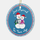10e Jubileum Gift Fun Snow Paar Kerst Keramisch Ornament (Links)