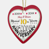 10e Jubileum Gift Hartvormige Kerst Keramisch Ornament (Links)