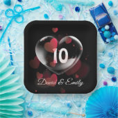 10e Jubileum hartbrok met rood hart Papieren Bordje (Feest)