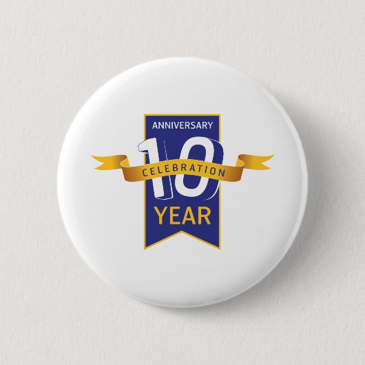 10e Jubileum jaar feestdag Ronde Button 5,7 Cm (Voorkant)
