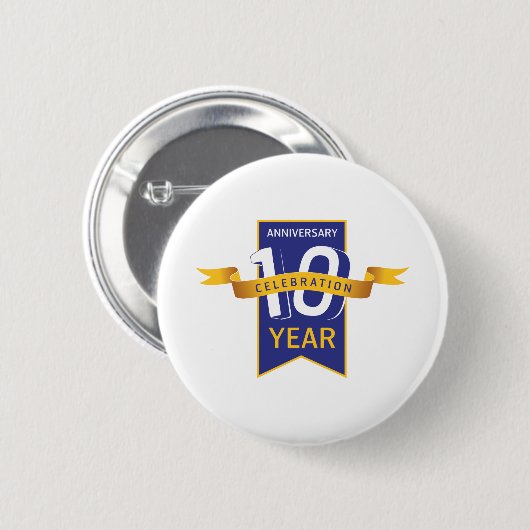 10e Jubileum jaar feestdag Ronde Button 5,7 Cm (Voorkant /achterkant)