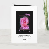 10e Jubileum Kaart met roze Rosebud (Achterkant)