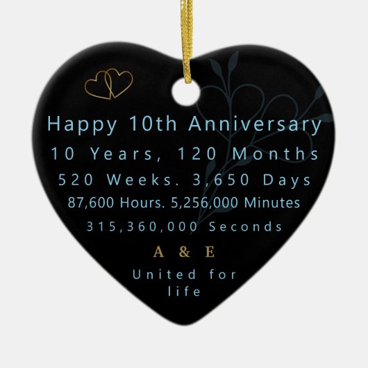 10e Jubileum Keepsake Heart Ornament (Voorkant)