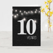 10e Jubileum met lampjes en sterren Kaart (Gele Bloem)