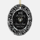 10e Jubileum met zwarte en metalen zilver Keramisch Ornament (Rechts)