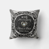 10e Jubileum met zwarte en metalen zilver Kussen (Achterkant)