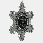 10e Jubileum met zwarte en metalen zilver Tin Sneeuwvlok Ornament (Links)