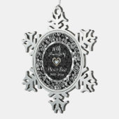 10e Jubileum met zwarte en metalen zilver Tin Sneeuwvlok Ornament (Rechts)