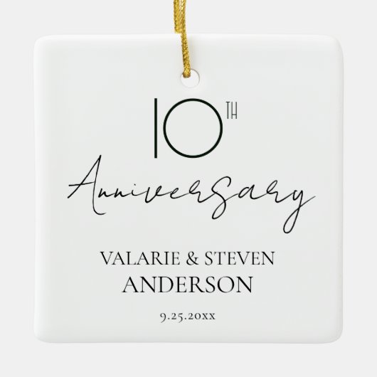 10e Jubileum minimaal Keramisch Ornament (Voorkant)